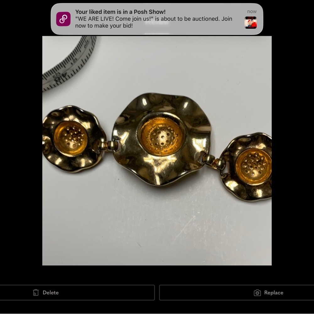Gold Floral Statement Necklace - Women Jewelry - Picture 5 of 5